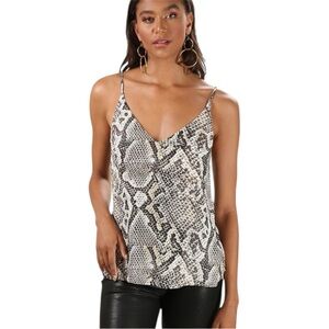 L’Agence Gabriella 100% Silk Python Print V Neck Tank Top Size Large